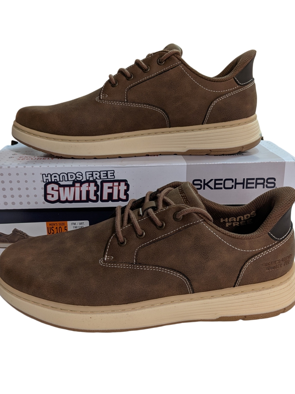 Skechers Swift Fit Hands Free Mens 10.5 Brown Memory Foam
